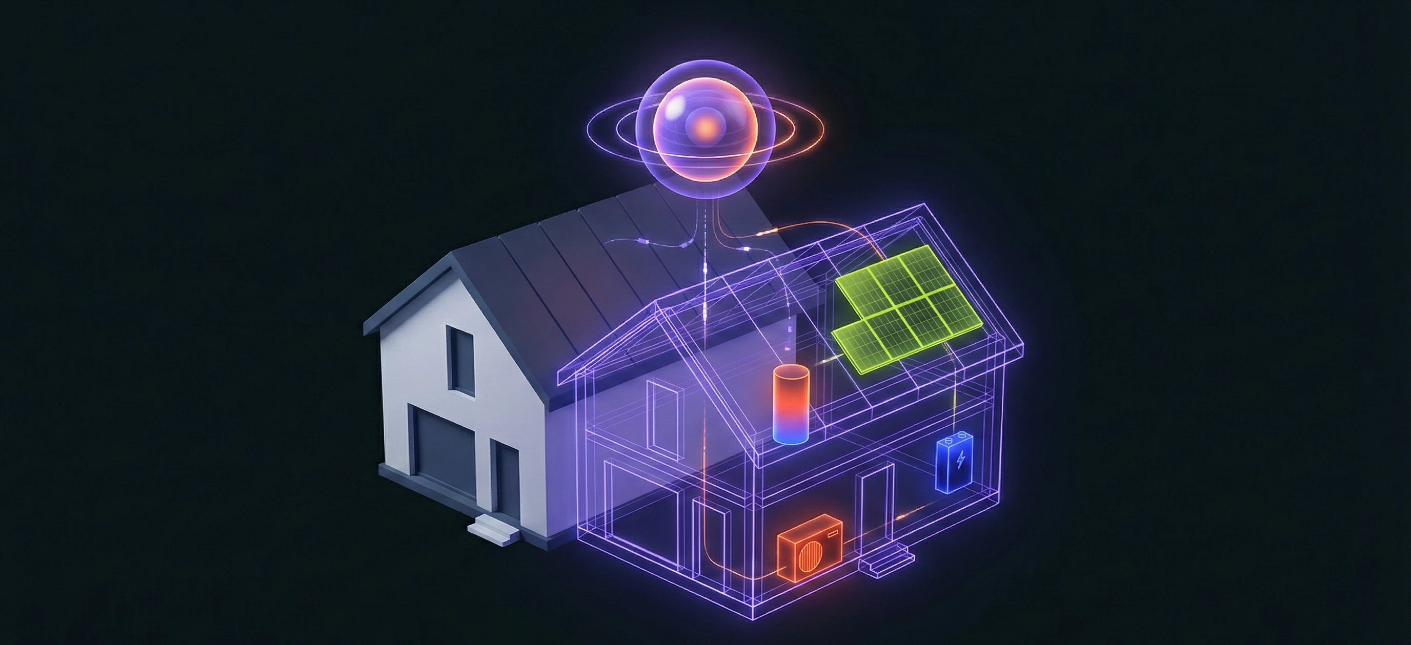 Home with digital twin simulation overlay